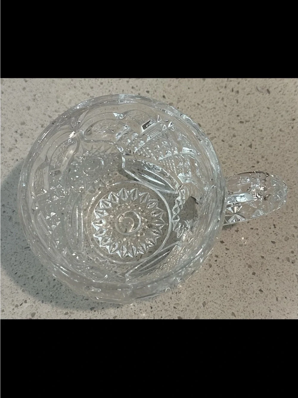 Cut Glass Etched Crystal-Look Pitcher Mug - Clear